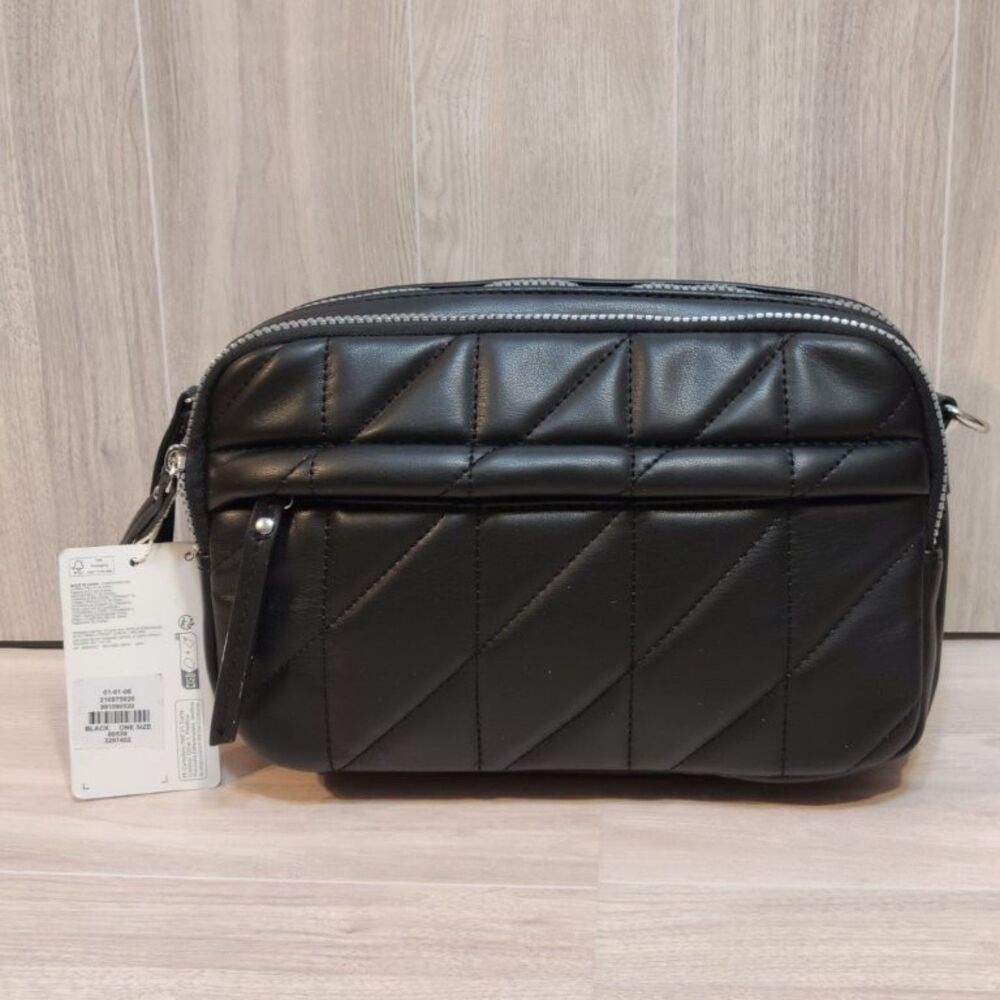 NWT Primark Black Quilted Faux Leather Camera Crossbody Bag Pillow Style Purse